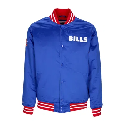 MITCHELL & NESS MEN'S BOMBER JACKET NFL HEAVYWEIGHT SATIN JACKET BUFBIL ORIGINAL TEAM COLORS