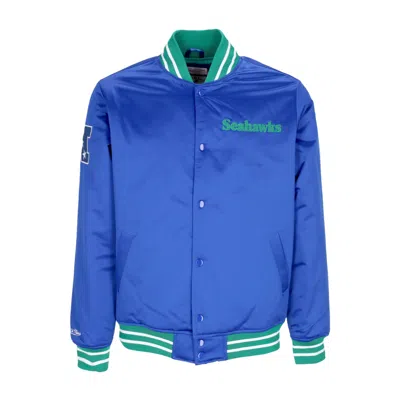 Mitchell & Ness Men's Bomber Jacket Nfl Heavyweight Satin Jacket Seasea Original Team Colors