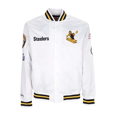 Mitchell & Ness Men's Bomber Jacket Nfl Hometown Lw Satin Jacket Pitste White