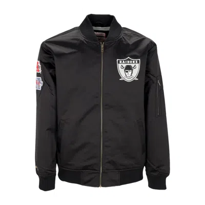 Mitchell & Ness Men's Bomber Jacket Nfl Lightweight Satin Bomber Oakrai Original Team Colors