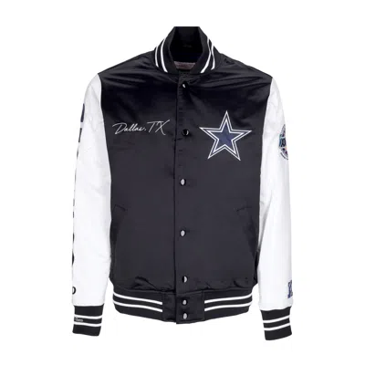 Mitchell & Ness Men's Bomber Jacket Nfl Team Origins Varsity Satin Jacket Dalcow Black/white
