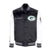 Mitchell & Ness Men's Bomber Jacket Nfl Team Origins Varsity Satin Jacket Grepac In Black/white