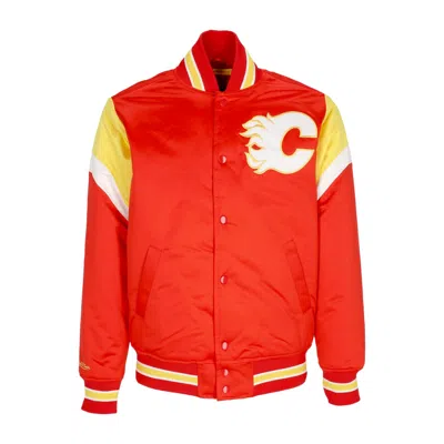 Mitchell & Ness Men's Bomber Jacket Nhl Heavyweight Satin Jacket Calfla In Original Team Colors