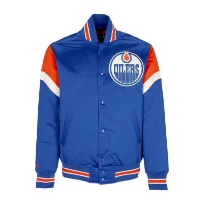 Mitchell & Ness Men's Bomber Jacket Nhl Heavyweight Satin Jacket Edmoil Original Team Colors