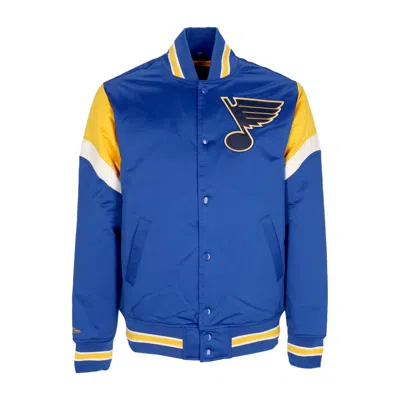 Mitchell & Ness Men's Bomber Jacket Nhl Heavyweight Satin Jacket Stlblu In Original Team Colors