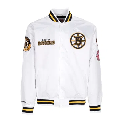 Mitchell & Ness Men's Bomber Jacket Nhl Hometown Lw Satin Jacket Bosbru In White