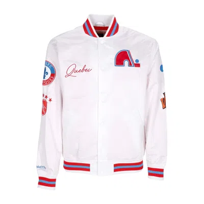 Mitchell & Ness Men's Bomber Jacket Nhl Hometown Lw Satin Jacket Quenor White
