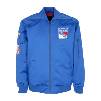 Mitchell & Ness Men's Bomber Jacket Nhl Lightweight Satin Bomber Neyran Blue