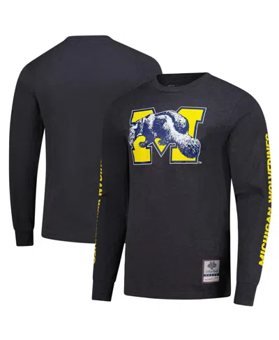 Mitchell & Ness Men's Charcoal Michigan Wolverines Team Pride Long Sleeve T-shirt In Gray