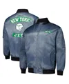 Mitchell & Ness Men's Charcoal New York Jets Big Tall Bomber Full-zip Jacket In Charcoal