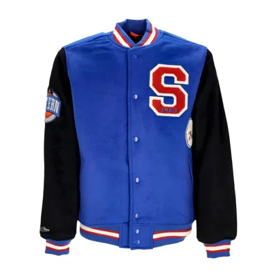 Mitchell & Ness Men's College Jacket Nba Team Legacy Varsity Jacket Phi76e In Royal/black