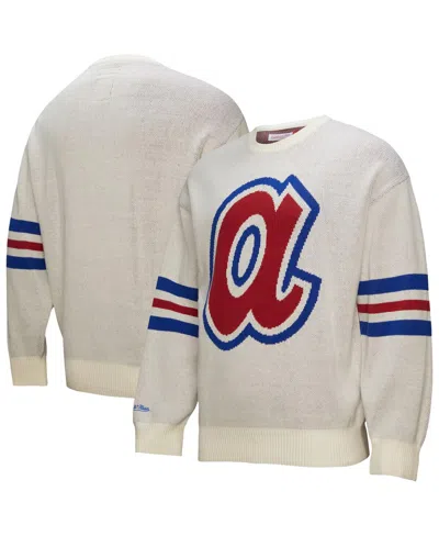 Mitchell & Ness Men's Cream Atlanta Braves Retro Pullover Sweater