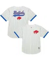 Mitchell & Ness Men's Cream Buffalo Bills Vintage Logo Final Seconds Full-button Mesh T-shirt