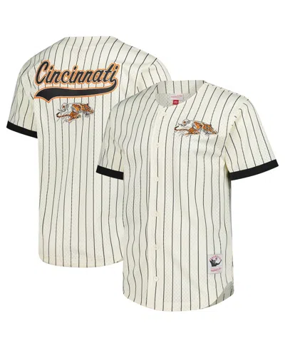 Mitchell & Ness Men's Cream Cincinnati Bengals Final Seconds Vintage Logo Mesh Button-up Shirt