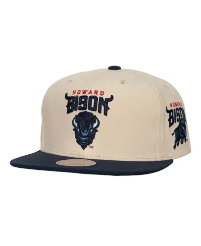 Mitchell & Ness Men's Cream Howard Bison Chainstitch Hook Logo Snapback Hat In White