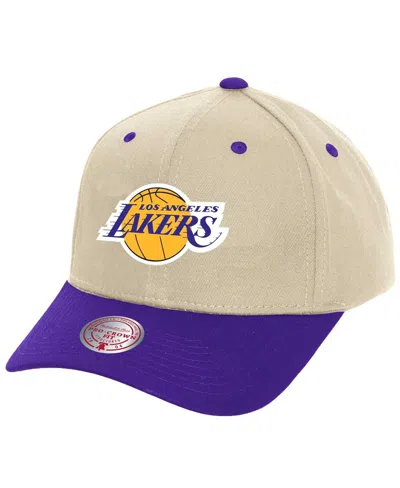 Mitchell & Ness Men's Cream Los Angeles Lakers Game On Two-tone Pro Crown Adjustable Hat
