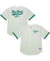Mitchell & Ness Cream New York Jets Vintage Logo Final Seconds Full-button Mesh Top In Green
