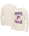 Mitchell & Ness Men's Cream Philadelphia Phillies Arched Logo Slub Long Sleeve T-shirt In Cream