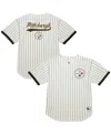 Mitchell & Ness Men's Cream Pittsburgh Steelers Final Seconds Vintage Logo Mesh Button-up Shirt