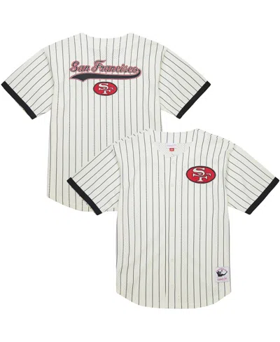 Mitchell & Ness Men's Cream San Francisco 49ers Final Seconds Vintage Logo Mesh Button-up Shirt
