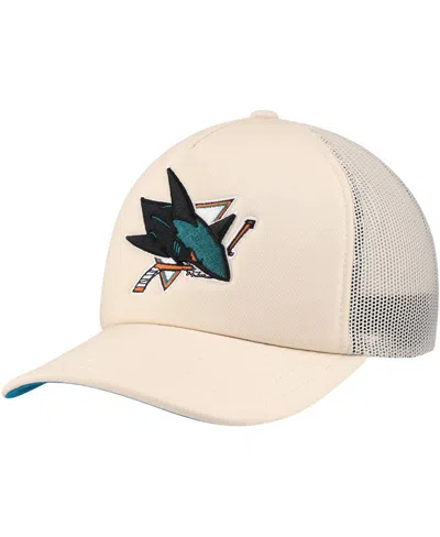 Mitchell & Ness Men's Cream San Jose Sharks Foam Front Trucker Adjustable Hat