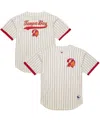 Mitchell & Ness Men's Cream Tampa Bay Buccaneers Final Seconds Vintage Logo Mesh Button-up Shirt