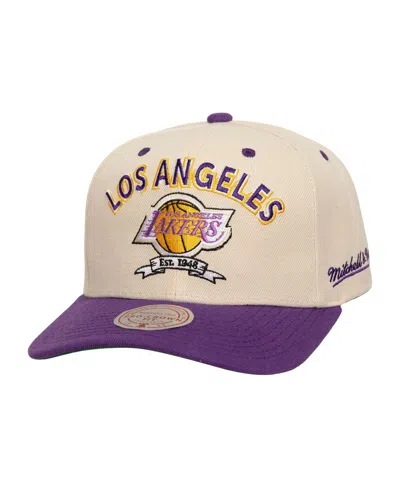 Mitchell & Ness Men's Cream/purple Los Angeles Lakers 17x Nba Champions Soul Legacy Defined Snapback Hat In Cream Purp