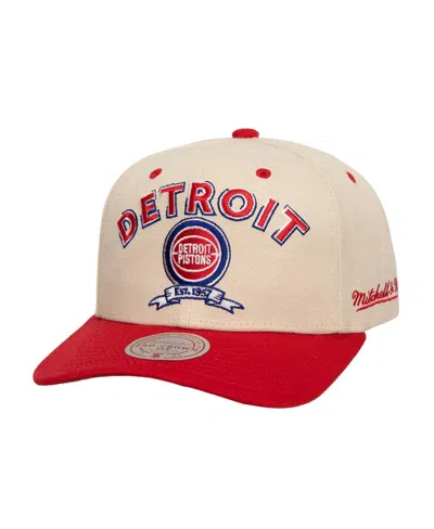 Mitchell & Ness Men's Cream/red Detroit Pistons 3x Nba Champions Soul Legacy Defined Snapback Hat In Cream Red