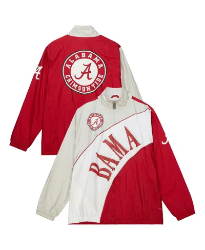 Mitchell & Ness Men's Crimson/cream Alabama Crimson Tide Arched Retro Lined Full-zip Windbreaker Jacket In Crimson,cream