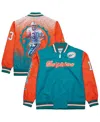 Mitchell & Ness Men's Dan Marino Aqua Miami Dolphins Retired Player Graphic Full-snap Satin Jacket In Aqua