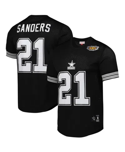 Mitchell & Ness Men's Deion Sanders Black Dallas Cowboys Retired Player Name Number Mesh Top