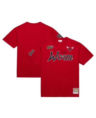 Mitchell & Ness Men's Dennis Rodman Red Chicago Bulls Premium Nickname T-shirt