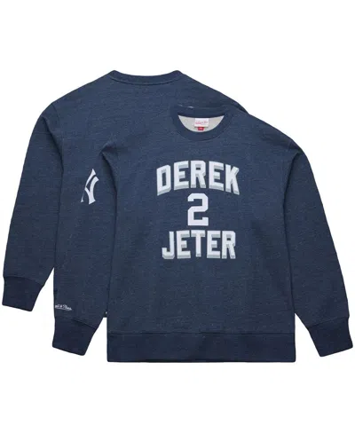 Mitchell & Ness Men's Derek Jeter Heather Navy New York Yankees Legends Collection Vintage Logo Fleece Name Number P