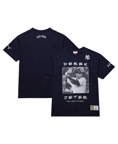Mitchell & Ness Men's Derek Jeter Navy New York Yankees Cooperstown Collection Heavyweight Premium Player Vintage-li In Navy,white