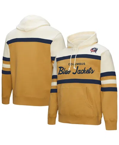 Mitchell & Ness Men's Gold/cream Columbus Blue Jackets Head Coach Pullover Hoodie In Multi