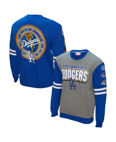 Mitchell & Ness Men's Gray Los Angeles Dodgers Allover 2.0 Pullover Sweatshirt