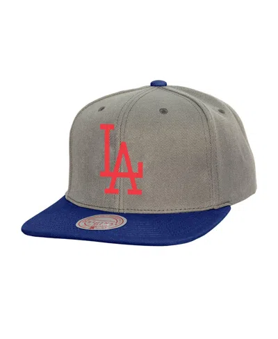 Mitchell & Ness Men's Gray Los Angeles Dodgers Cooperstown Collection Basic Flip Snapback Hat
