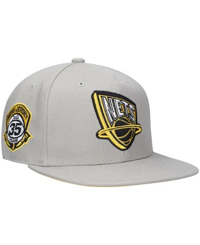 Mitchell & Ness Men's Gray New Jersey Nets Hardwood Classics 35th Anniversary Sunny Gray Fitted Hat