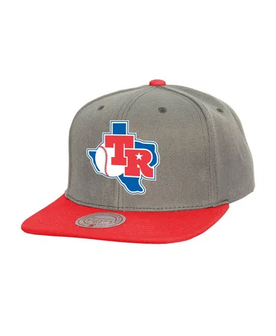 Mitchell & Ness Men's Gray Texas Rangers Cooperstown Collection Basic Flip Snapback Hat