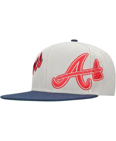 Mitchell & Ness Men's Gray/navy Atlanta Braves Knock Out Panel Snapback Hat In Gray,navy