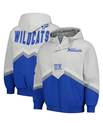 Mitchell & Ness Men's Gray/royal Kentucky Wildcats Throw It Back Retro Full-zip Windbreaker Jacket In Gray,royal