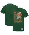 Mitchell & Ness Green Miami Hurricanes Retro Brush Mineral Wash T-shirt
