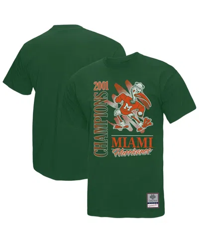 Mitchell & Ness Green Miami Hurricanes Retro Brush Mineral Wash T-shirt
