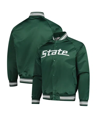 Mitchell & Ness Men's Green Michigan State Spartans Lightweight Current Logo Satin Full-snap Jacket