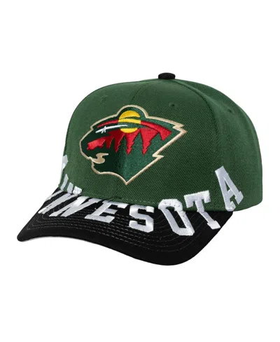 Mitchell & Ness Men's Green/black Minnesota Wild Under Arch Two-tone Pro Crown Snapback Hat In Green,black