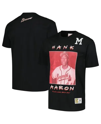 Mitchell & Ness Men's Hank Aaron Black Milwaukee Braves Cooperstown Collection Heavyweight Premium Player Vintage Lo