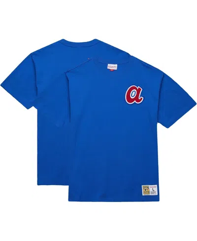 Mitchell & Ness Men's Hank Aaron Royal Atlanta Braves Legends Collection Vintage Logo T-shirt In Blue