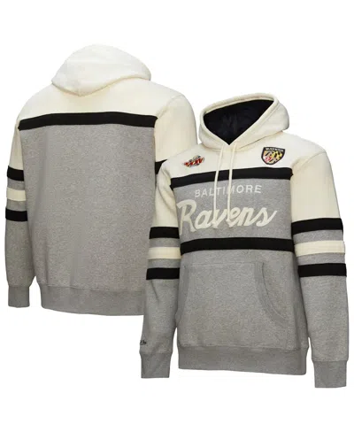 Mitchell & Ness Heather Gray Oakland Raiders Head Coach Vintage Logo Pullover Hoodie