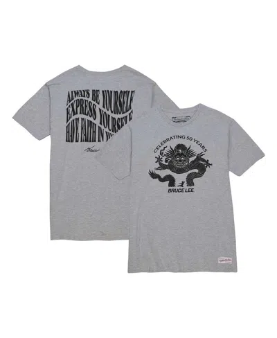 Mitchell & Ness Men's Heather Gray Bruce Lee Celebrating 5 Years T-shirt