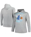 Mitchell & Ness Men's Heather Gray Charlotte Hornets Hardwood Classics Big Tall Pullover Hoodie In Heather Gray